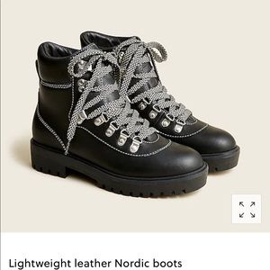 JCrew Leather Black Hiker Boot, Size 9